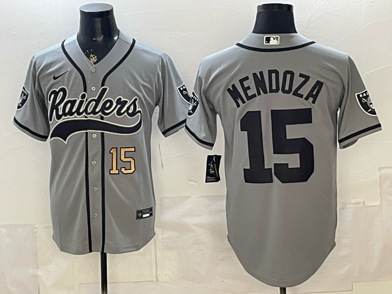 Men 2026 Oakland Raiders #15 Mendoza grey Nike Limited NFL Jersey 05190012